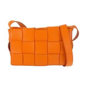 BOTTEGA VENETA Orange Leather Intrecciato Shoulder Bag